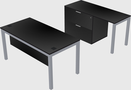 Parallel desk + file cabinet