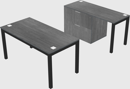 Parallel desk + file cabinet