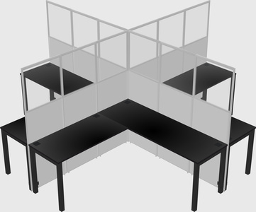 Shared l-shaped cubicles
