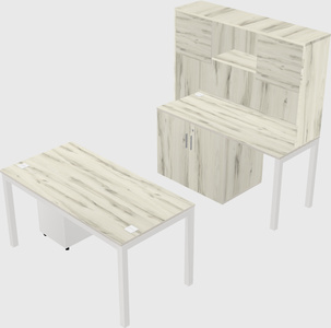 Parallel desk + cabinet