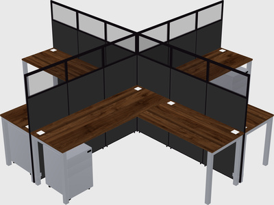 Shared l-shaped cubicles