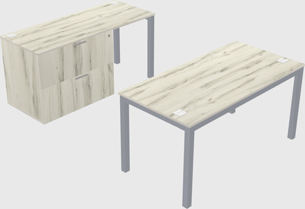 Parallel desk + file cabinet