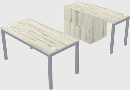 Parallel desk + file cabinet