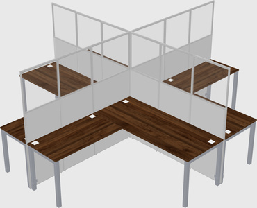 Shared l-shaped cubicles