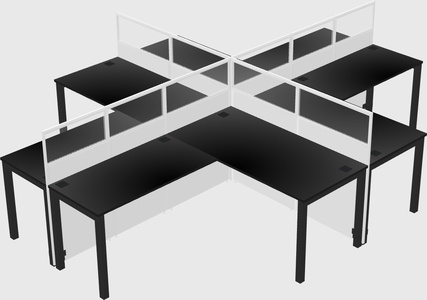 Cubículos compartidos en forma de l