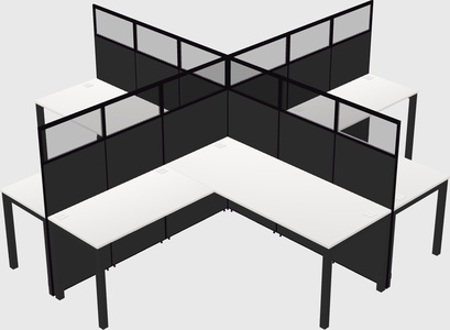 Shared l-shaped cubicles
