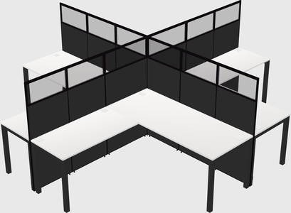 Shared l-shaped cubicles