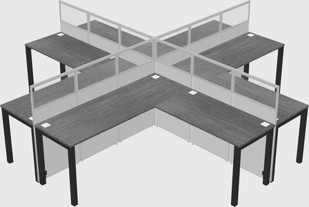Cubículos compartidos en forma de l