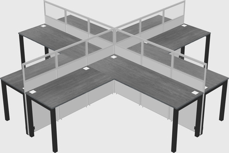 Cubículos compartidos en forma de l