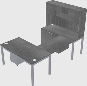 U-shaped desk + file cabinet