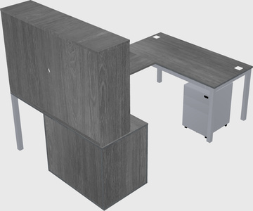 U-shaped desk + file cabinet