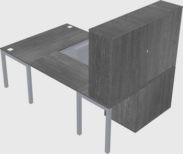 U-shaped desk + file cabinet