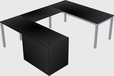 U-shaped desk + file cabinet