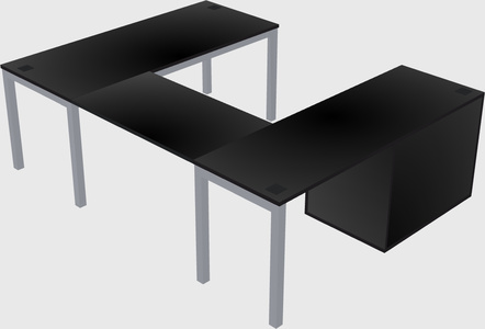 U-shaped desk + file cabinet