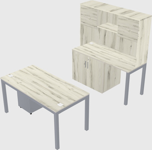 Parallel desk + cabinet