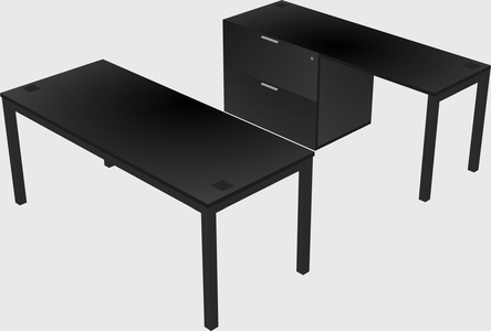 Parallel desk + file cabinet