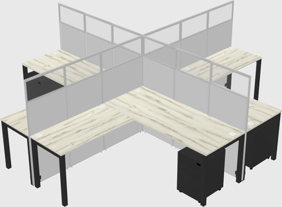 Shared l-shaped cubicles