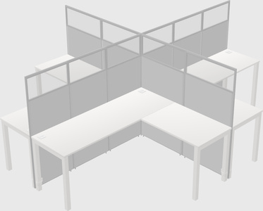 Shared l-shaped cubicles