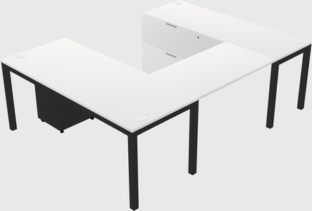 U-shaped desk + file cabinet