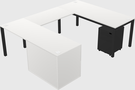 U-shaped desk + file cabinet