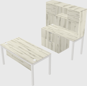 Parallel desk + file cabinet