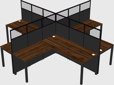 Shared l-shaped cubicles