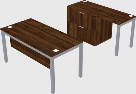 Parallel desk + file cabinet