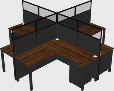 Shared l-shaped cubicles