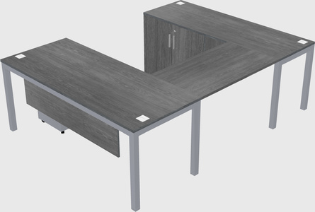 U-shaped desk + cabinet