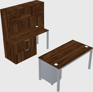 Parallel Desk + File Cabinet