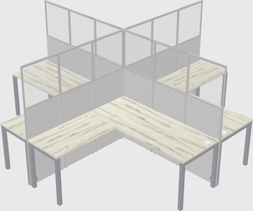 Shared l-shaped cubicles