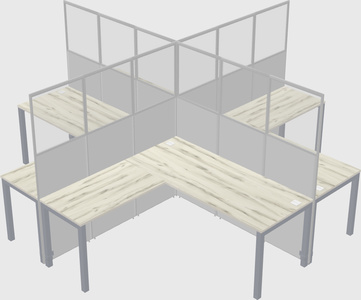 Shared l-shaped cubicles