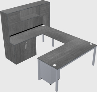U-shaped desk + cabinet
