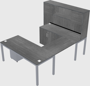 U-shaped desk + cabinet