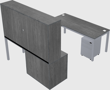 U-shaped desk + cabinet