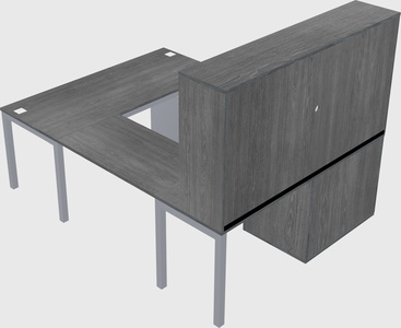 U-shaped desk + cabinet