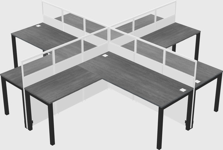 Shared l-shaped cubicles