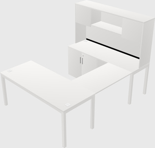 U-shaped desk + cabinet