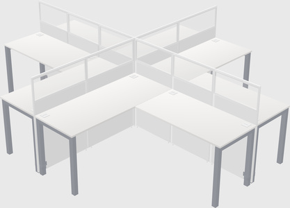 Shared l-shaped cubicles