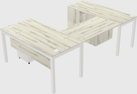 U-shaped desk + file cabinet