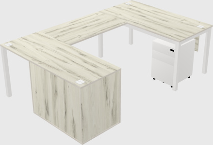 U-shaped desk + file cabinet