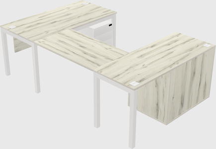 U-shaped desk + file cabinet