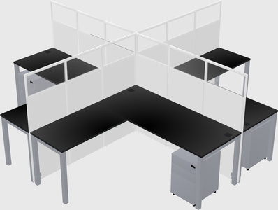 Shared l-shaped cubicles