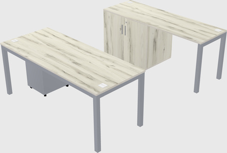Parallel desk + cabinet