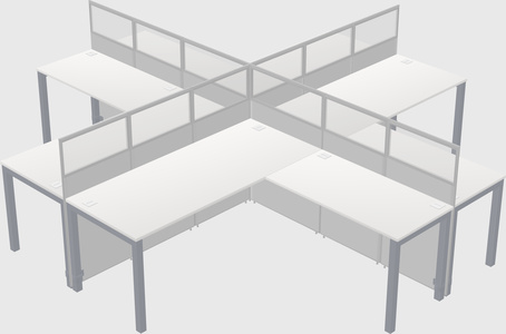Shared l-shaped cubicles