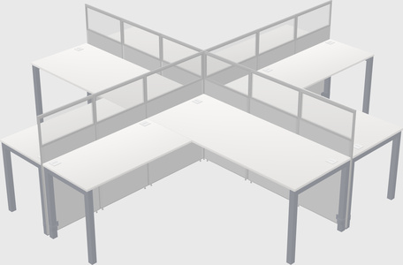Shared l-shaped cubicles