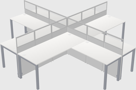 Shared l-shaped cubicles