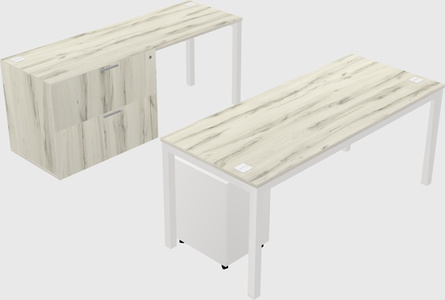 Parallel desk + file cabinet