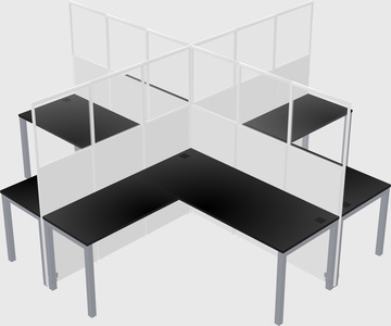 Shared l-shaped cubicles