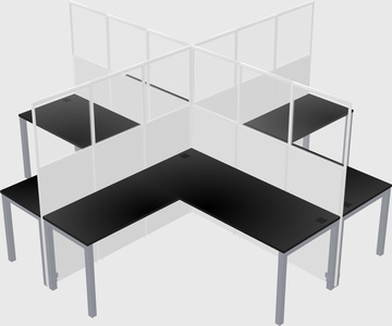 Shared l-shaped cubicles
